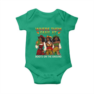 Where Them Fans At Boots On The Ground Baby Onesie Black African American Cowgirl Western Country Rodeo TS10 Irish Green Print Your Wear