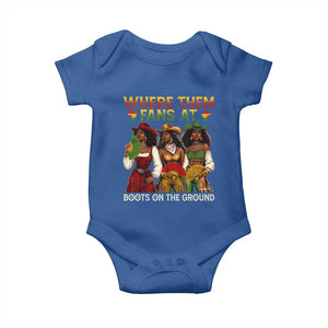 Where Them Fans At Boots On The Ground Baby Onesie Black African American Cowgirl Western Country Rodeo TS10 Royal Blue Print Your Wear