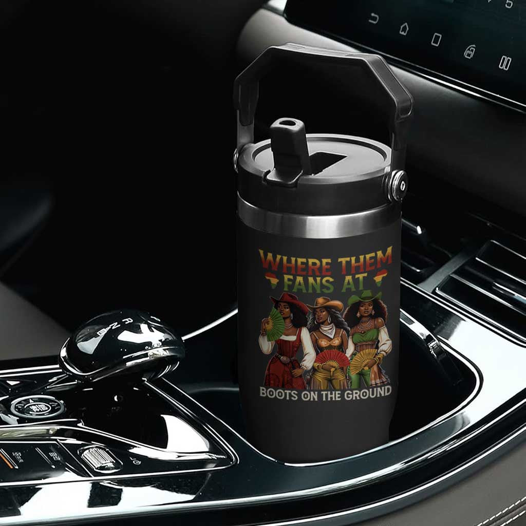 Where Them Fans At Boots On The Ground Flip Straw Tumbler Black African American Cowgirl Western Country Rodeo TS10 Print Your Wear