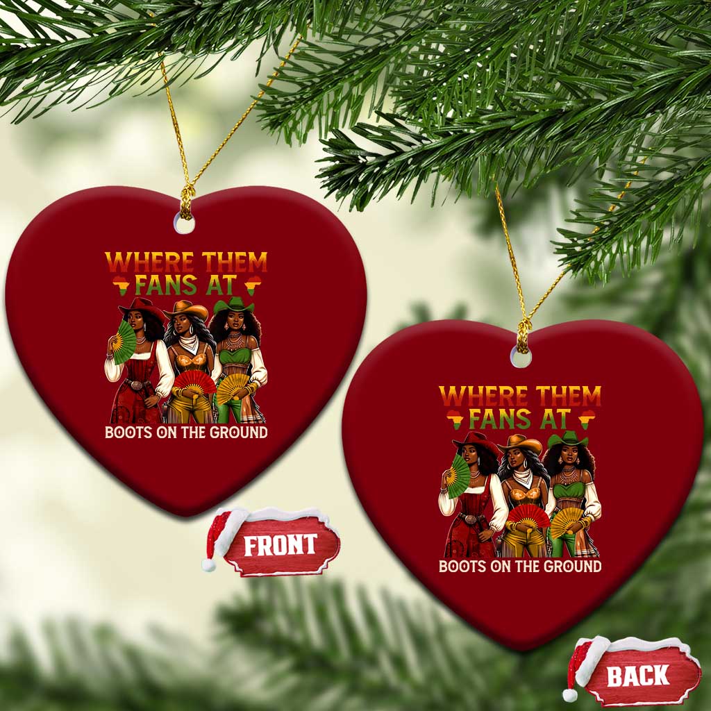 Where Them Fans At Boots On The Ground Ceramic Ornament Black African American Cowgirl Western Country Rodeo TS10 Print Your Wear