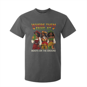 Where Them Fans At Boots On The Ground T Shirt For Kid Black African American Cowgirl Western Country Rodeo TS10 Dark Heather Print Your Wear
