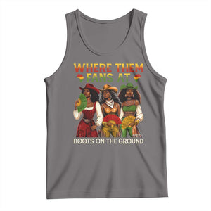 Where Them Fans At Boots On The Ground Tank Top Black African American Cowgirl Western Country Rodeo TS10 Deep Heather Print Your Wear