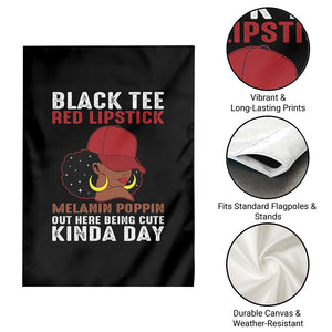 Funny African American Afro Queen Garden Flag Black Tee Red Lipstick Melanin Poppin Out Here Being Cute TS10 Print Your Wear