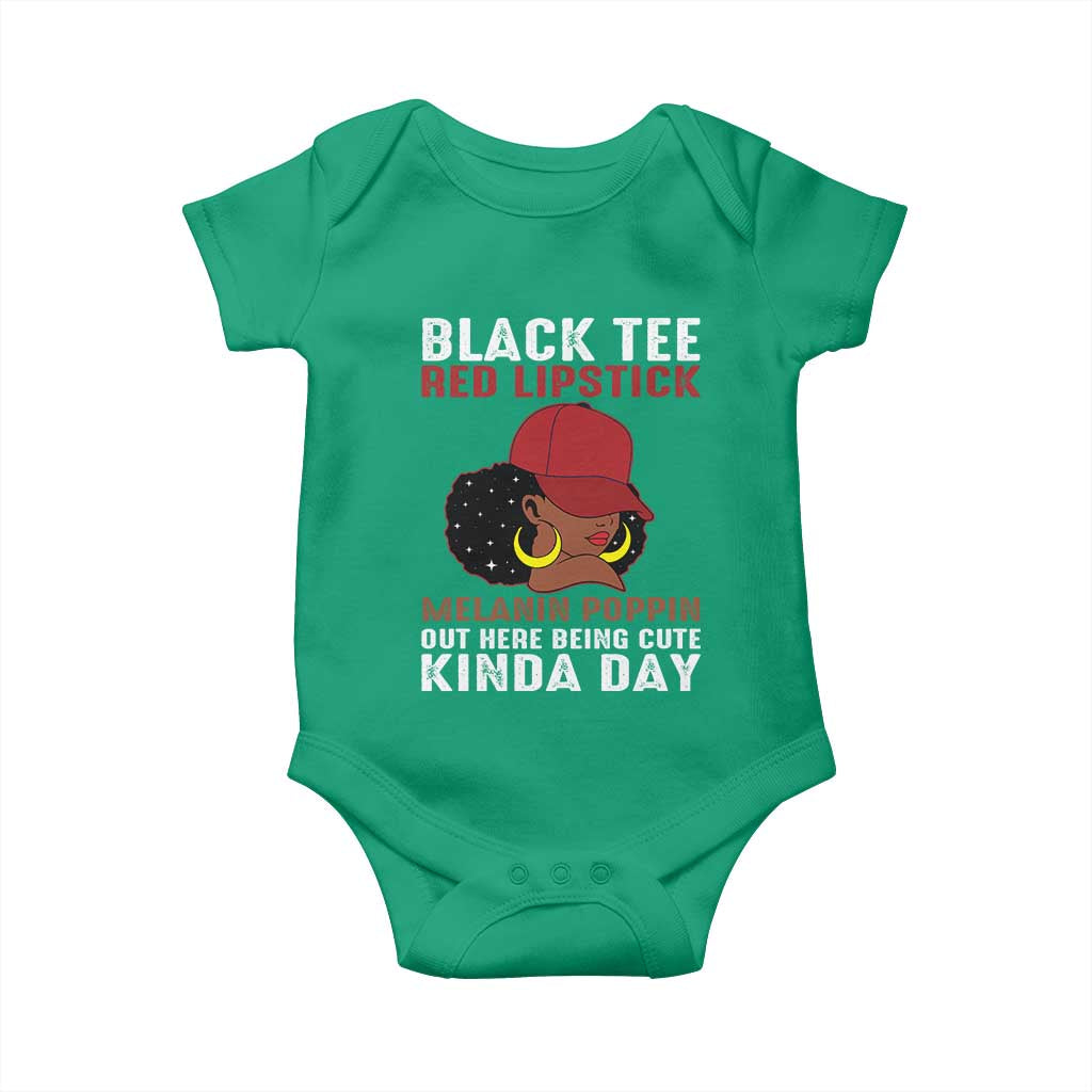 Funny African American Afro Queen Baby Onesie Black Tee Red Lipstick Melanin Poppin Out Here Being Cute TS10 Irish Green Print Your Wear