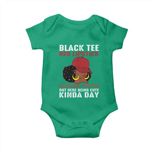 Funny African American Afro Queen Baby Onesie Black Tee Red Lipstick Melanin Poppin Out Here Being Cute TS10 Irish Green Print Your Wear