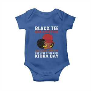 Funny African American Afro Queen Baby Onesie Black Tee Red Lipstick Melanin Poppin Out Here Being Cute TS10 Royal Blue Print Your Wear