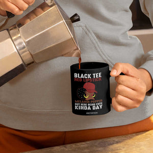 Funny African American Afro Queen Coffee Mug Black Tee Red Lipstick Melanin Poppin Out Here Being Cute TS10 Print Your Wear