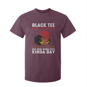 Funny African American Afro Queen T Shirt For Kid Black Tee Red Lipstick Melanin Poppin Out Here Being Cute TS10 Maroon Print Your Wear