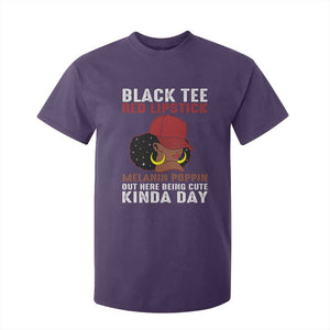 Funny African American Afro Queen T Shirt For Kid Black Tee Red Lipstick Melanin Poppin Out Here Being Cute TS10 Purple Print Your Wear