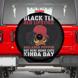 Funny African American Afro Queen Spare Tire Cover Black Tee Red Lipstick Melanin Poppin Out Here Being Cute TS10 Black Print Your Wear
