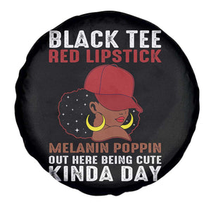 Funny African American Afro Queen Spare Tire Cover Black Tee Red Lipstick Melanin Poppin Out Here Being Cute TS10 Print Your Wear