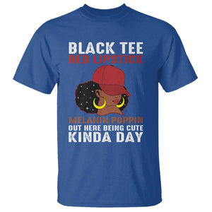 Funny African American Afro Queen T Shirt Black Tee Red Lipstick Melanin Poppin Out Here Being Cute TS10 Royal Blue Print Your Wear