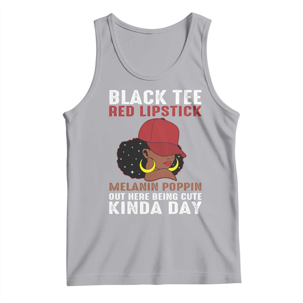 Funny African American Afro Queen Tank Top Black Tee Red Lipstick Melanin Poppin Out Here Being Cute TS10 Athletic Heather Print Your Wear