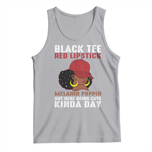 Funny African American Afro Queen Tank Top Black Tee Red Lipstick Melanin Poppin Out Here Being Cute TS10 Athletic Heather Print Your Wear