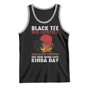 Funny African American Afro Queen Tank Top Black Tee Red Lipstick Melanin Poppin Out Here Being Cute TS10 Black Athletic Heather Print Your Wear
