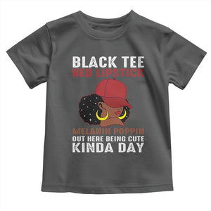 Funny African American Afro Queen Toddler T Shirt Black Tee Red Lipstick Melanin Poppin Out Here Being Cute TS10 Dark Heather Print Your Wear