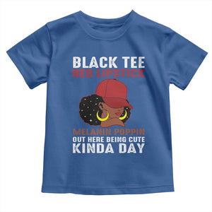 Funny African American Afro Queen Toddler T Shirt Black Tee Red Lipstick Melanin Poppin Out Here Being Cute TS10 Royal Blue Print Your Wear