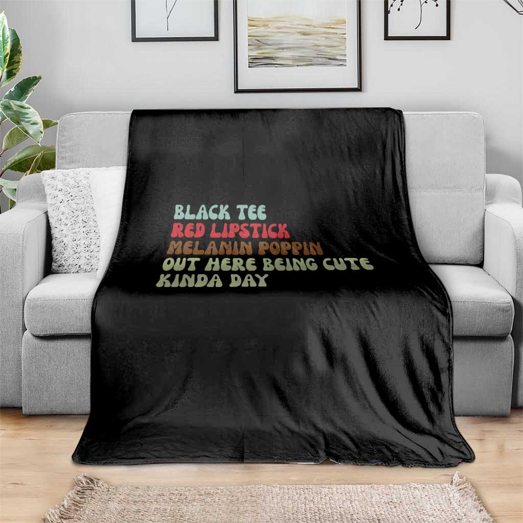 Melanin Poppin Black Girl Pride Throw Blanket Funny Juneteenth Saying Afro Black Women Queen TS10 Print Your Wear