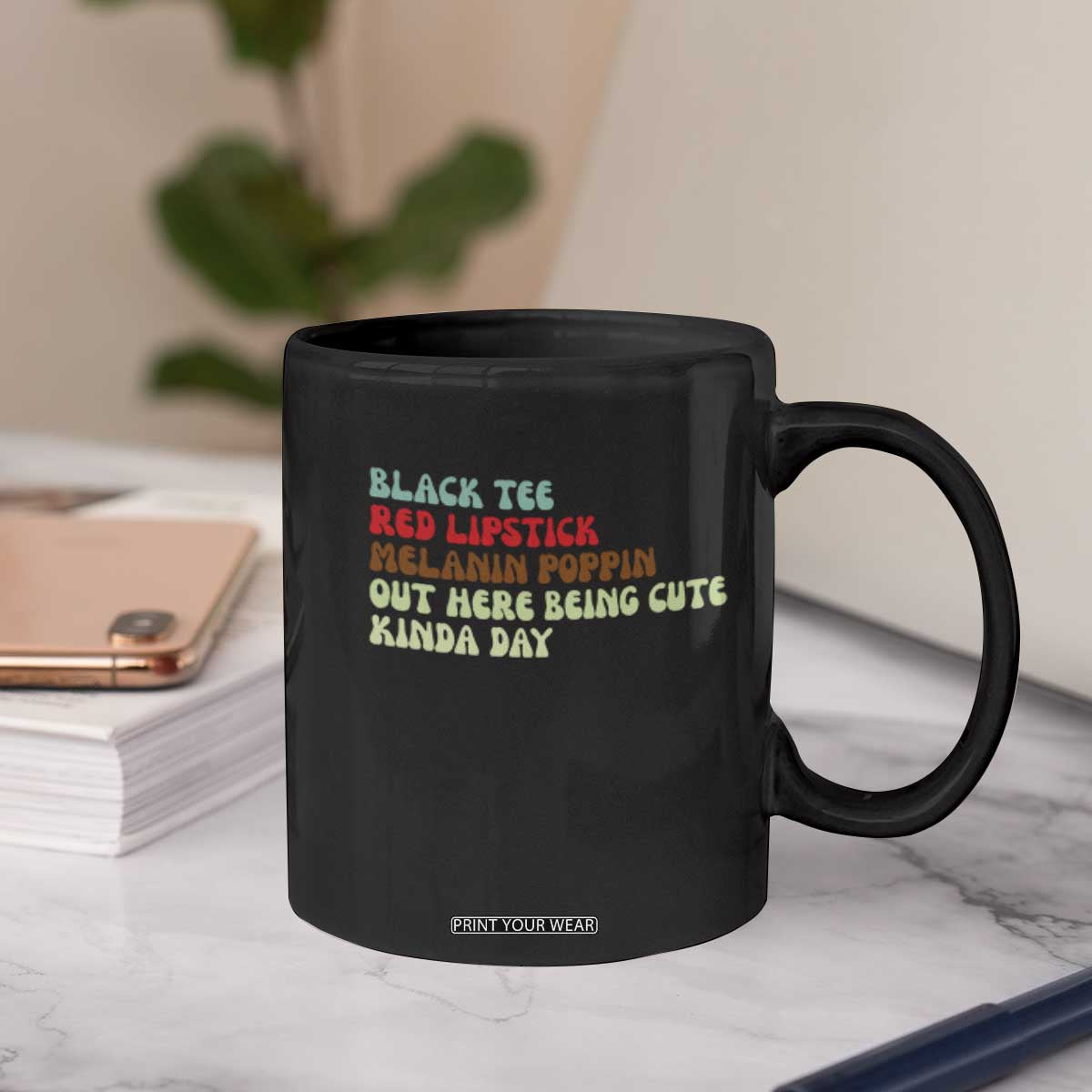 Melanin Poppin Black Girl Pride Coffee Mug Funny Juneteenth Saying Afro Black Women Queen TS10 Print Your Wear