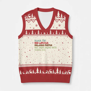 Melanin Poppin Black Girl Pride V-Neck Knit Sweater Vest Funny Juneteenth Saying Afro Black Women Queen TS10 Beige Red Print Your Wear