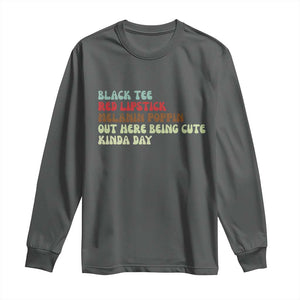 Melanin Poppin Black Girl Pride Long Sleeve Shirt Funny Juneteenth Saying Afro Black Women Queen TS10 Dark Heather Print Your Wear