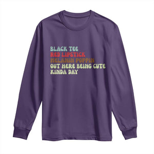 Melanin Poppin Black Girl Pride Long Sleeve Shirt Funny Juneteenth Saying Afro Black Women Queen TS10 Purple Print Your Wear