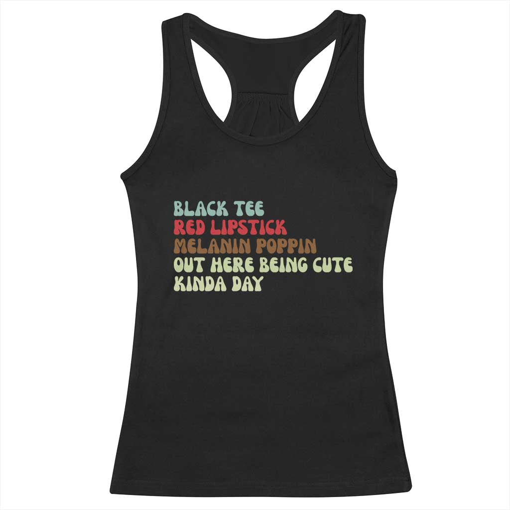 Melanin Poppin Black Girl Pride Racerback Tank Top Funny Juneteenth Saying Afro Black Women Queen TS10 Black Print Your Wear
