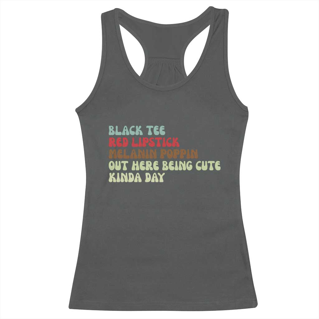 Melanin Poppin Black Girl Pride Racerback Tank Top Funny Juneteenth Saying Afro Black Women Queen TS10 Dark Heather Print Your Wear