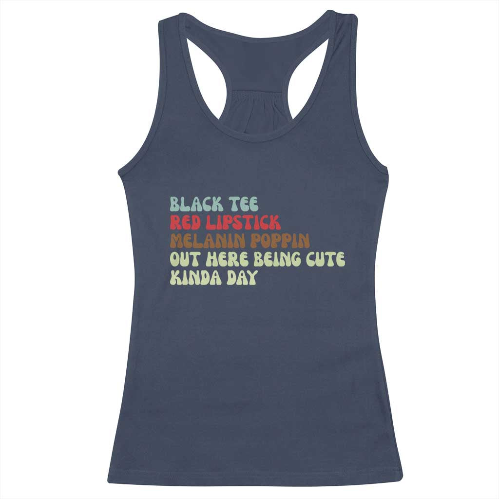 Melanin Poppin Black Girl Pride Racerback Tank Top Funny Juneteenth Saying Afro Black Women Queen TS10 Navy Print Your Wear