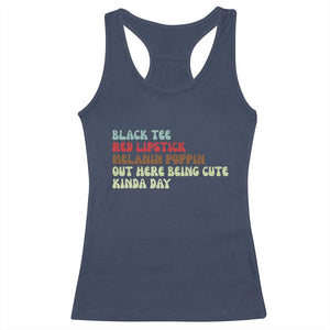 Melanin Poppin Black Girl Pride Racerback Tank Top Funny Juneteenth Saying Afro Black Women Queen TS10 Navy Print Your Wear