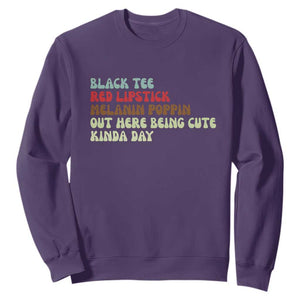 Melanin Poppin Black Girl Pride Sweatshirt Funny Juneteenth Saying Afro Black Women Queen TS10 Purple Print Your Wear