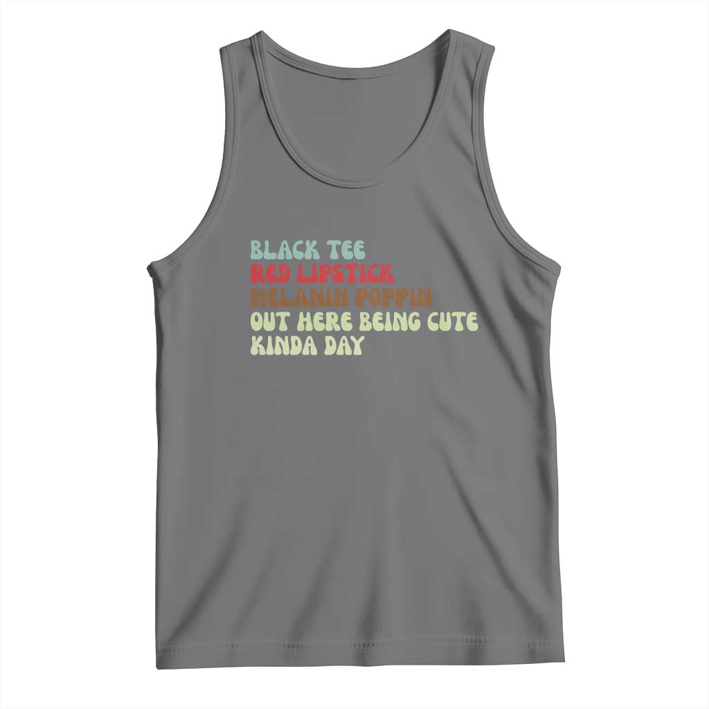 Melanin Poppin Black Girl Pride Tank Top Funny Juneteenth Saying Afro Black Women Queen TS10 Black Heather Print Your Wear