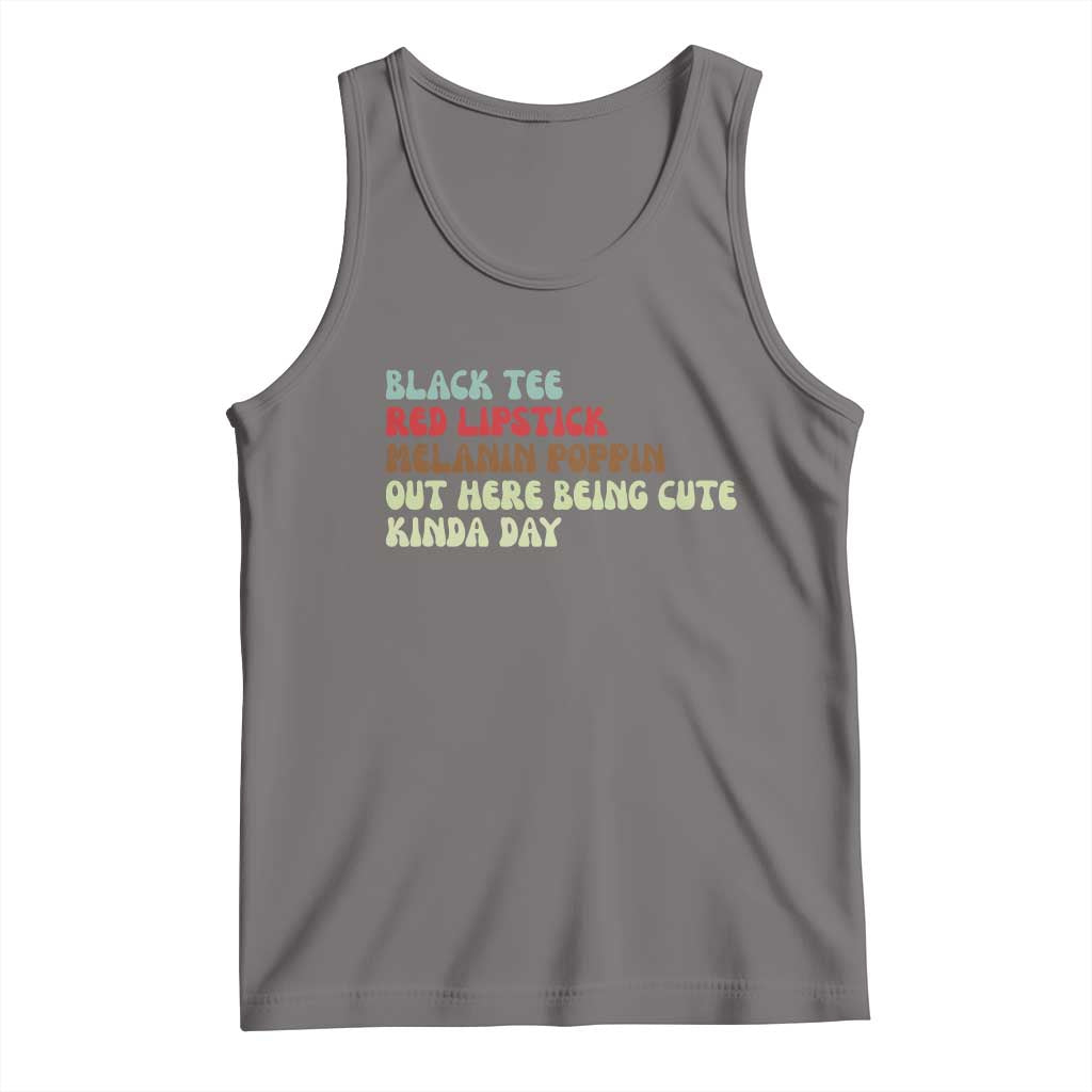 Melanin Poppin Black Girl Pride Tank Top Funny Juneteenth Saying Afro Black Women Queen TS10 Deep Heather Print Your Wear