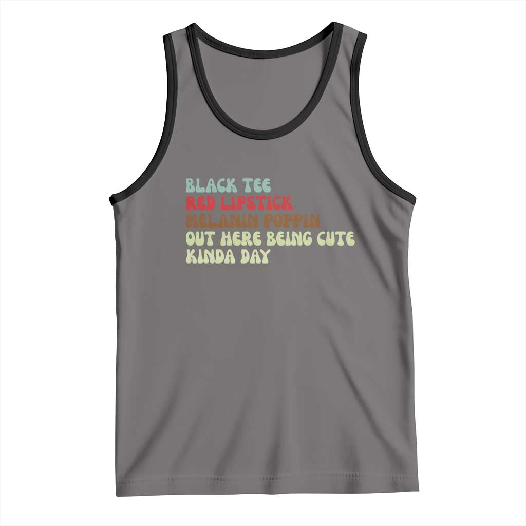 Melanin Poppin Black Girl Pride Tank Top Funny Juneteenth Saying Afro Black Women Queen TS10 Deep Heather Black Print Your Wear