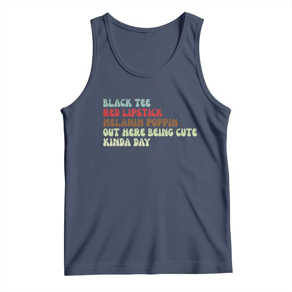 Melanin Poppin Black Girl Pride Tank Top Funny Juneteenth Saying Afro Black Women Queen TS10 Navy Print Your Wear