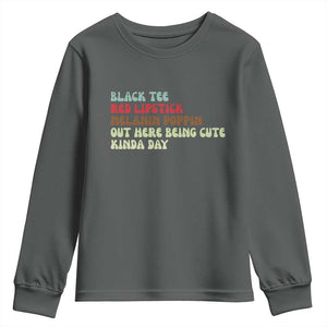 Melanin Poppin Black Girl Pride Youth Sweatshirt Funny Juneteenth Saying Afro Black Women Queen TS10 Dark Heather Print Your Wear