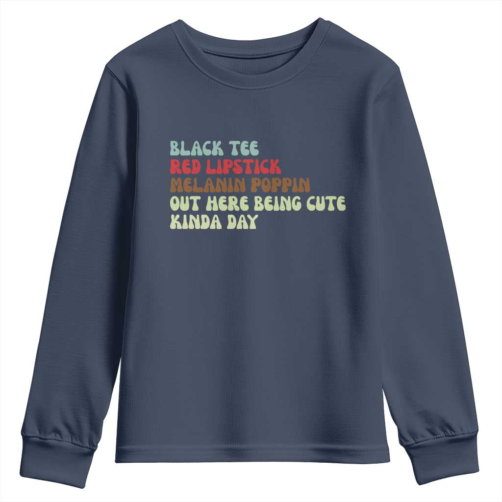 Melanin Poppin Black Girl Pride Youth Sweatshirt Funny Juneteenth Saying Afro Black Women Queen TS10 Navy Print Your Wear