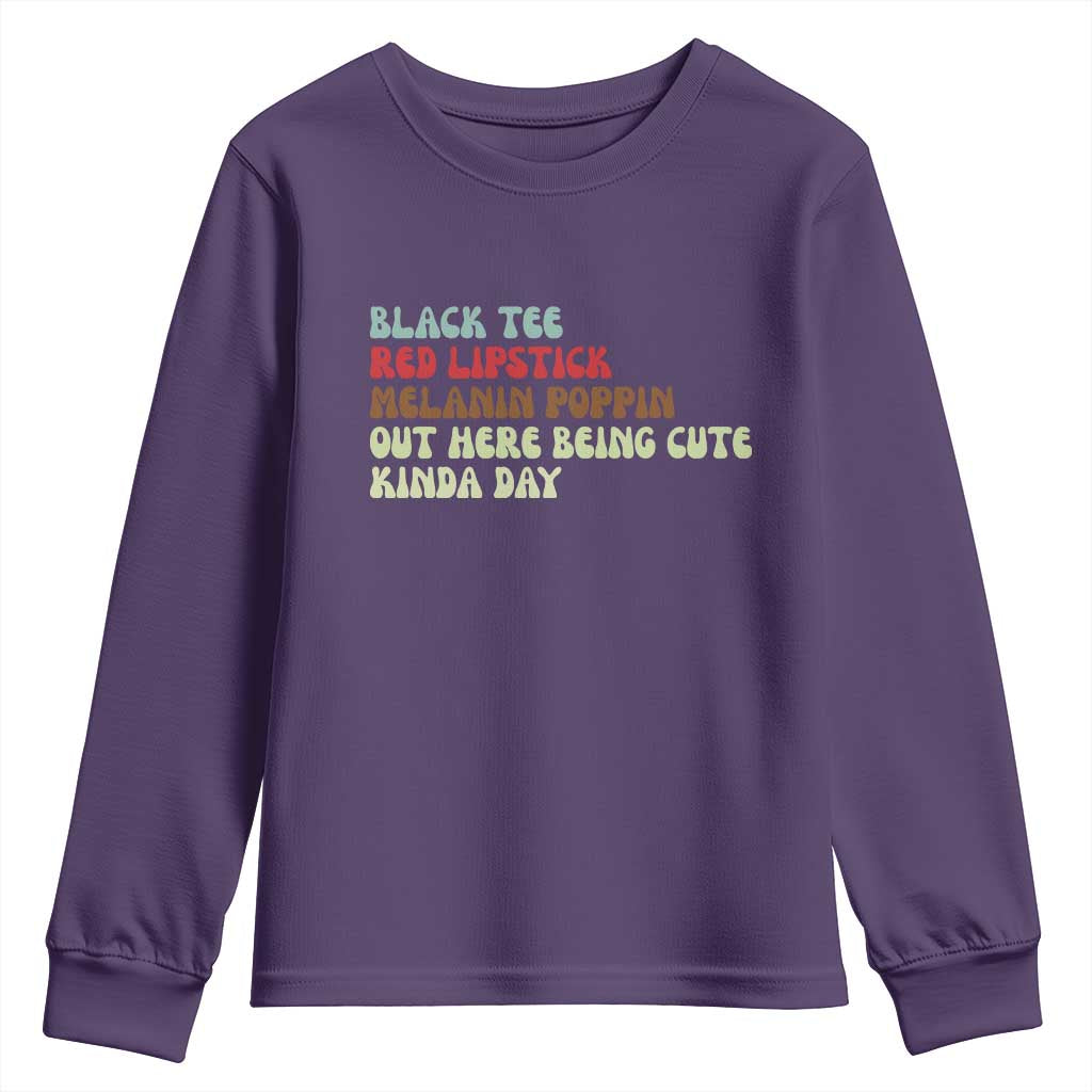 Melanin Poppin Black Girl Pride Youth Sweatshirt Funny Juneteenth Saying Afro Black Women Queen TS10 Purple Print Your Wear