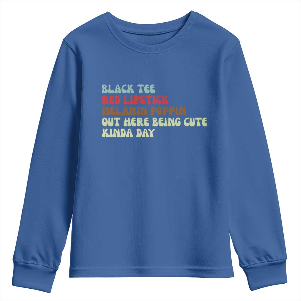 Melanin Poppin Black Girl Pride Youth Sweatshirt Funny Juneteenth Saying Afro Black Women Queen TS10 Royal Blue Print Your Wear