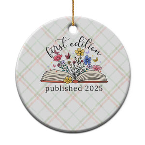 First Edition Published 2025 Ceramic Ornament Littlest Bookworm Funny Annoucement Baby Shower TS10 1pc Christmas Plaid Print Your Wear