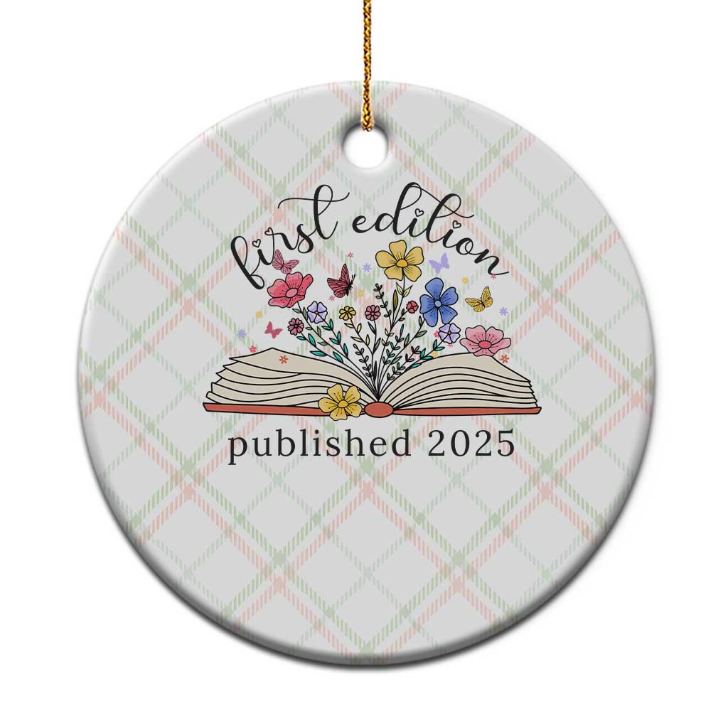 First Edition Published 2025 Ceramic Ornament Littlest Bookworm Funny Annoucement Baby Shower TS10 1pc Christmas Plaid Print Your Wear