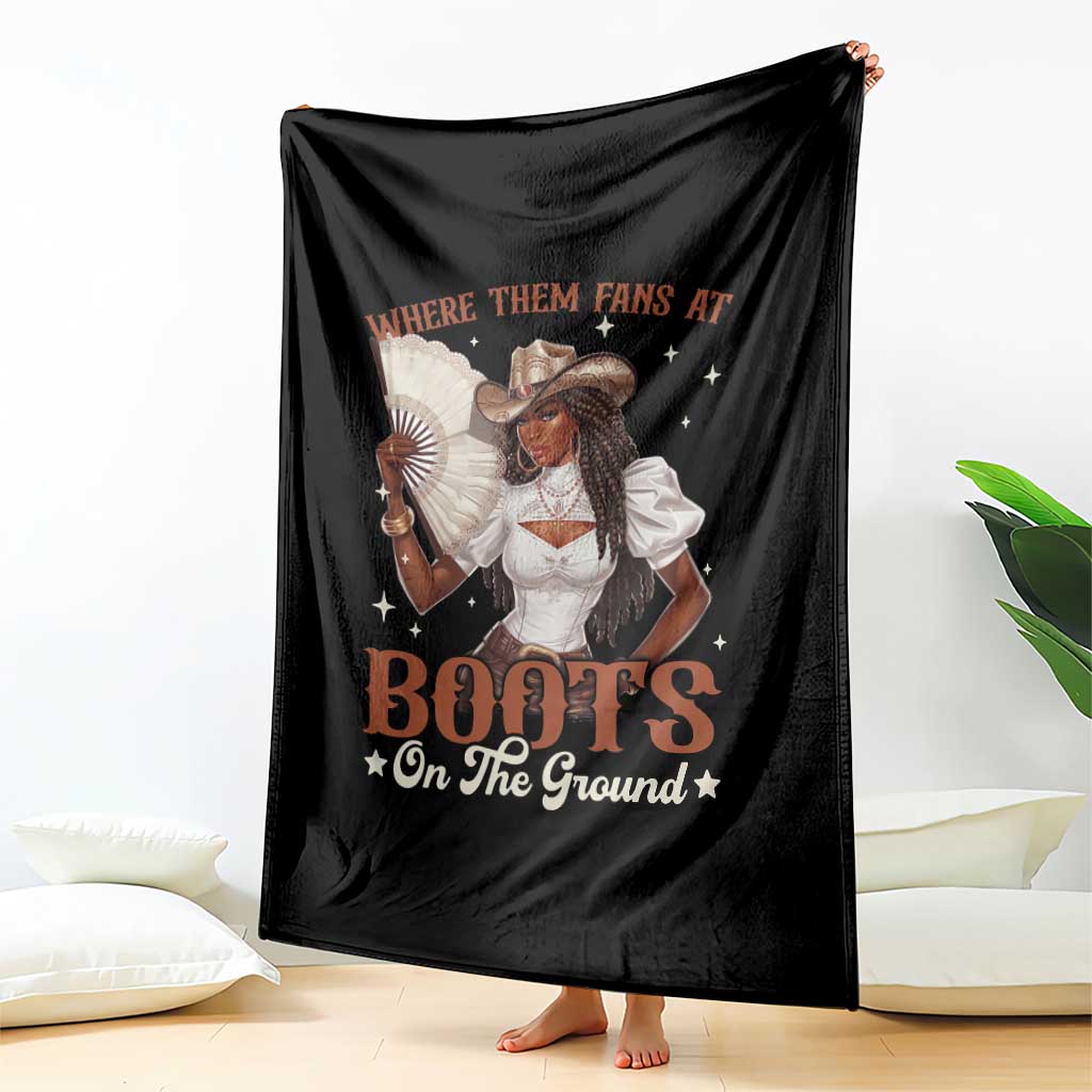 Black Cowgirl Throw Blanket Where Them Fans At Boots On The Ground TS10 Print Your Wear