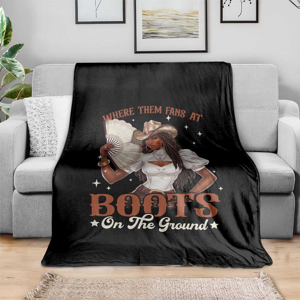 Black Cowgirl Throw Blanket Where Them Fans At Boots On The Ground TS10 Print Your Wear