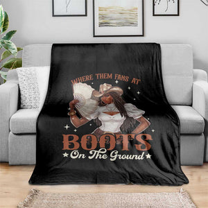 Black Cowgirl Throw Blanket Where Them Fans At Boots On The Ground TS10 Print Your Wear