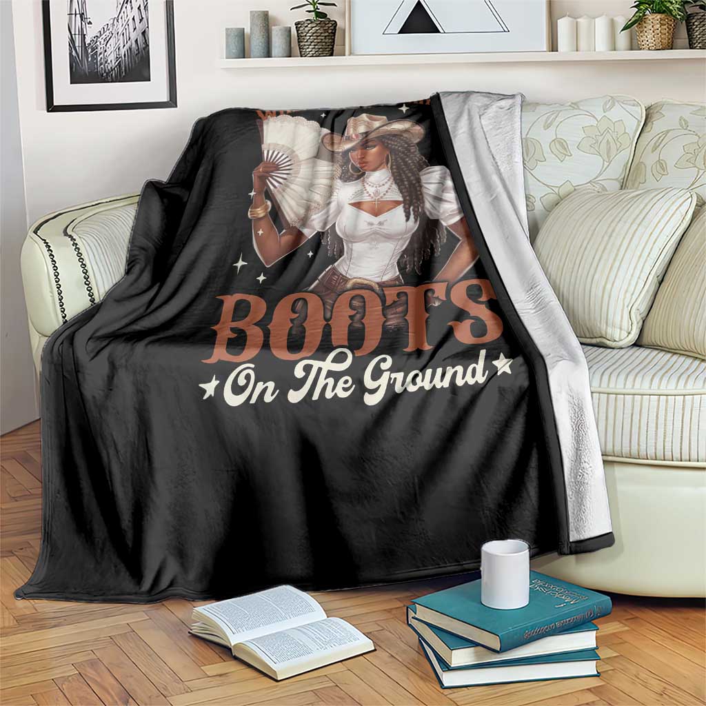 Black Cowgirl Throw Blanket Where Them Fans At Boots On The Ground TS10 Print Your Wear