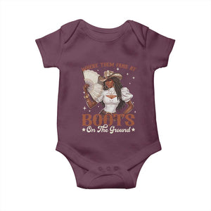 Black Cowgirl Baby Onesie Where Them Fans At Boots On The Ground TS10 Maroon Print Your Wear