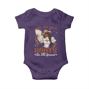 Black Cowgirl Baby Onesie Where Them Fans At Boots On The Ground TS10 Purple Print Your Wear