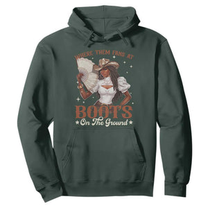 Black Cowgirl Hoodie Where Them Fans At Boots On The Ground TS10 Dark Forest Green Print Your Wear