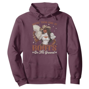 Black Cowgirl Hoodie Where Them Fans At Boots On The Ground TS10 Maroon Print Your Wear