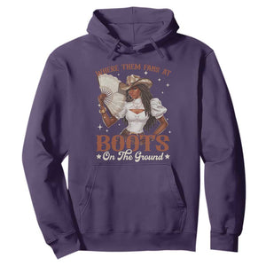 Black Cowgirl Hoodie Where Them Fans At Boots On The Ground TS10 Purple Print Your Wear